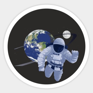 Spaceman floating in space Sticker